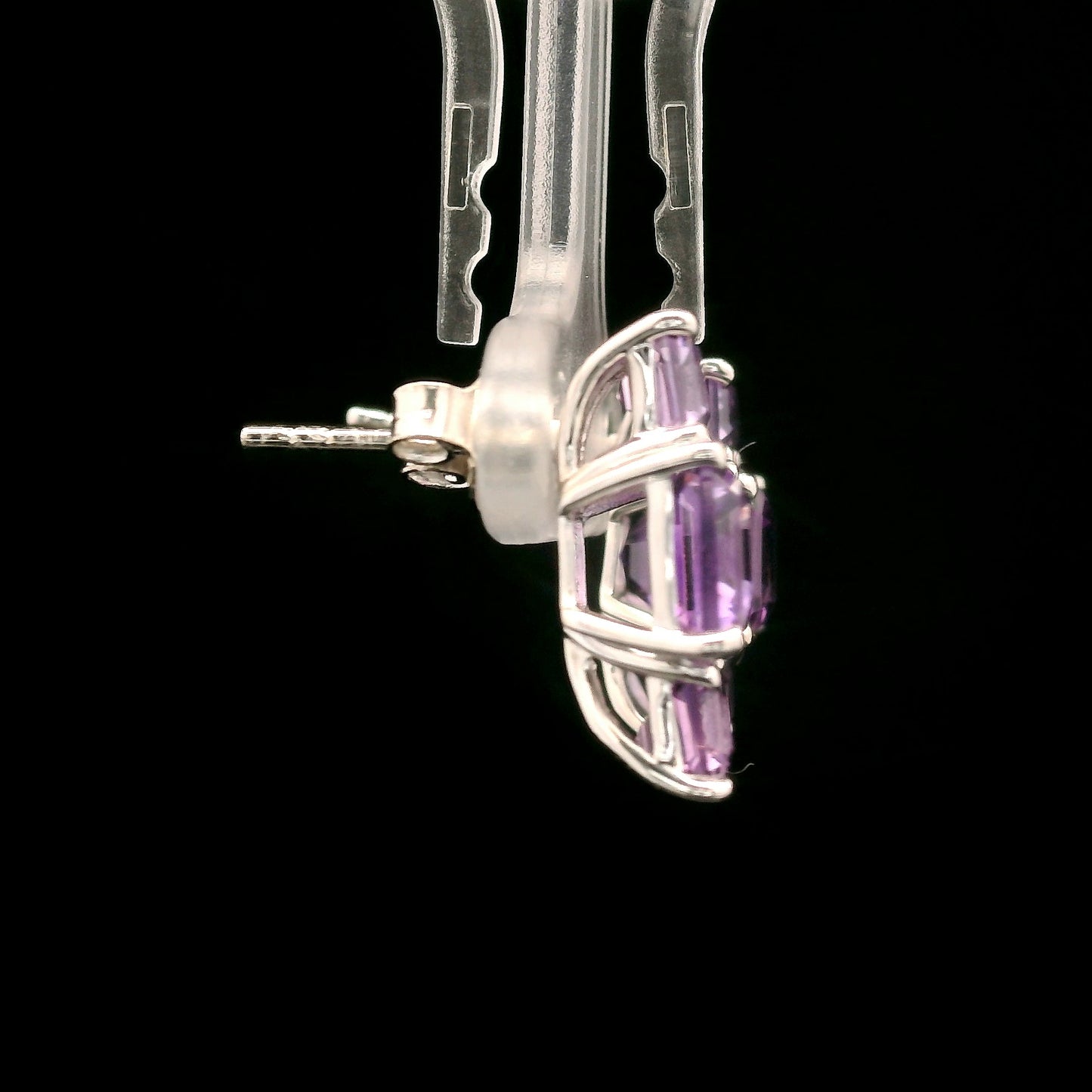 6.61 Ct Octagon Amethyst 925 Sterling Silver Earrings