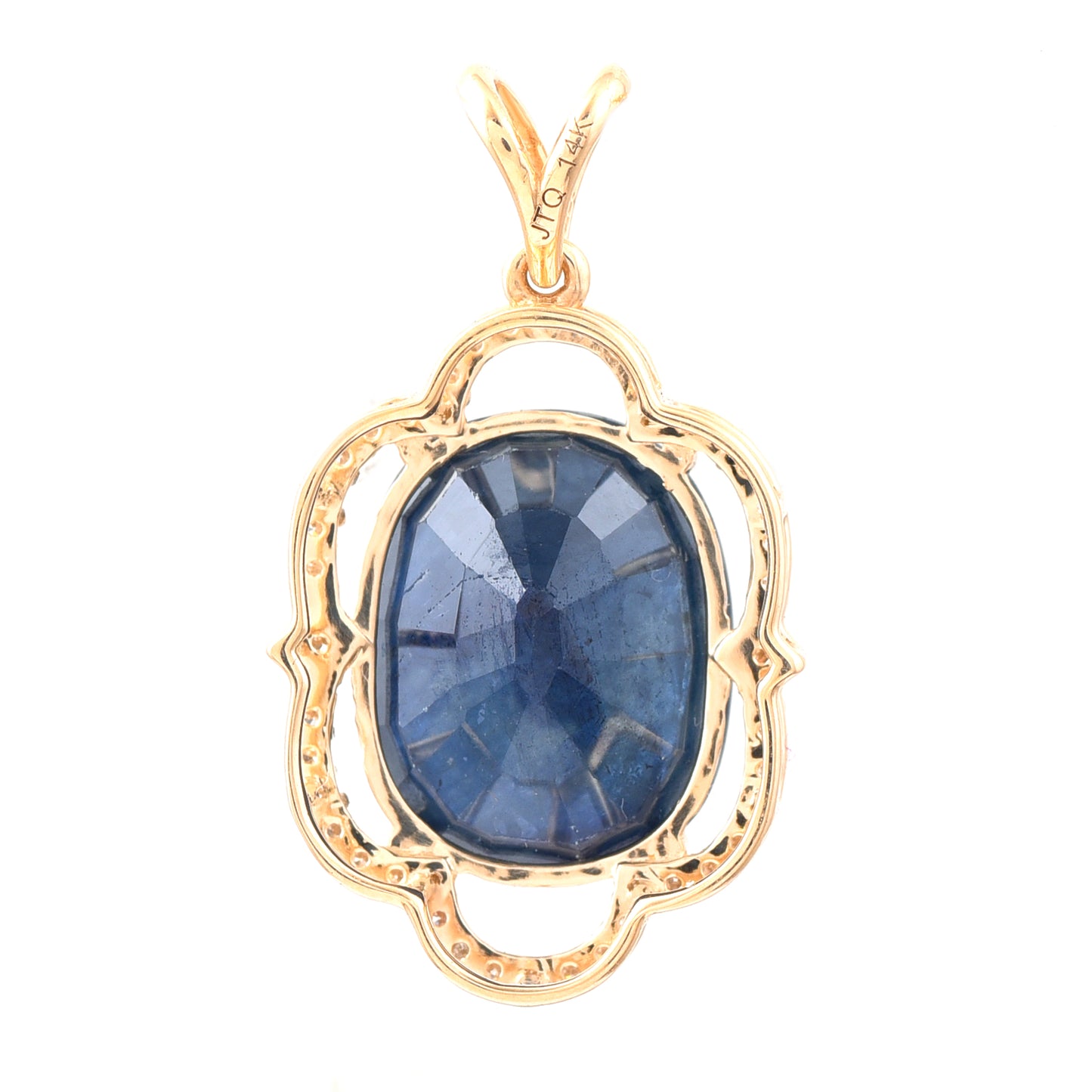7.57 Ct Oval Mixed Cut Natural Sapphire 14K Gold Pendant