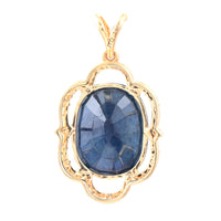 7.57 Ct Oval Mixed Cut Natural Sapphire 14K Gold Pendant