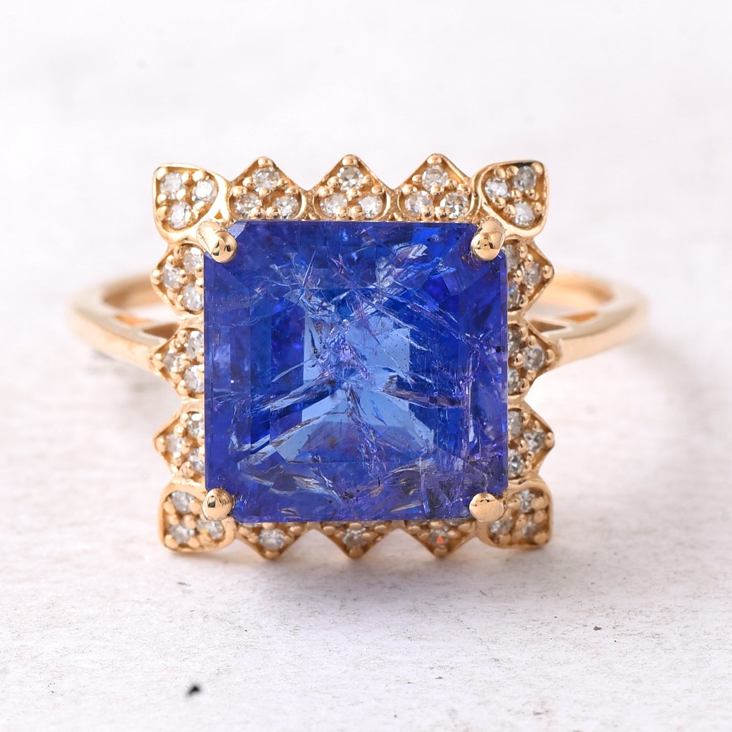 6.00 Ct Octagon Step Cut Natural Tanzanite 14K Gold Ring