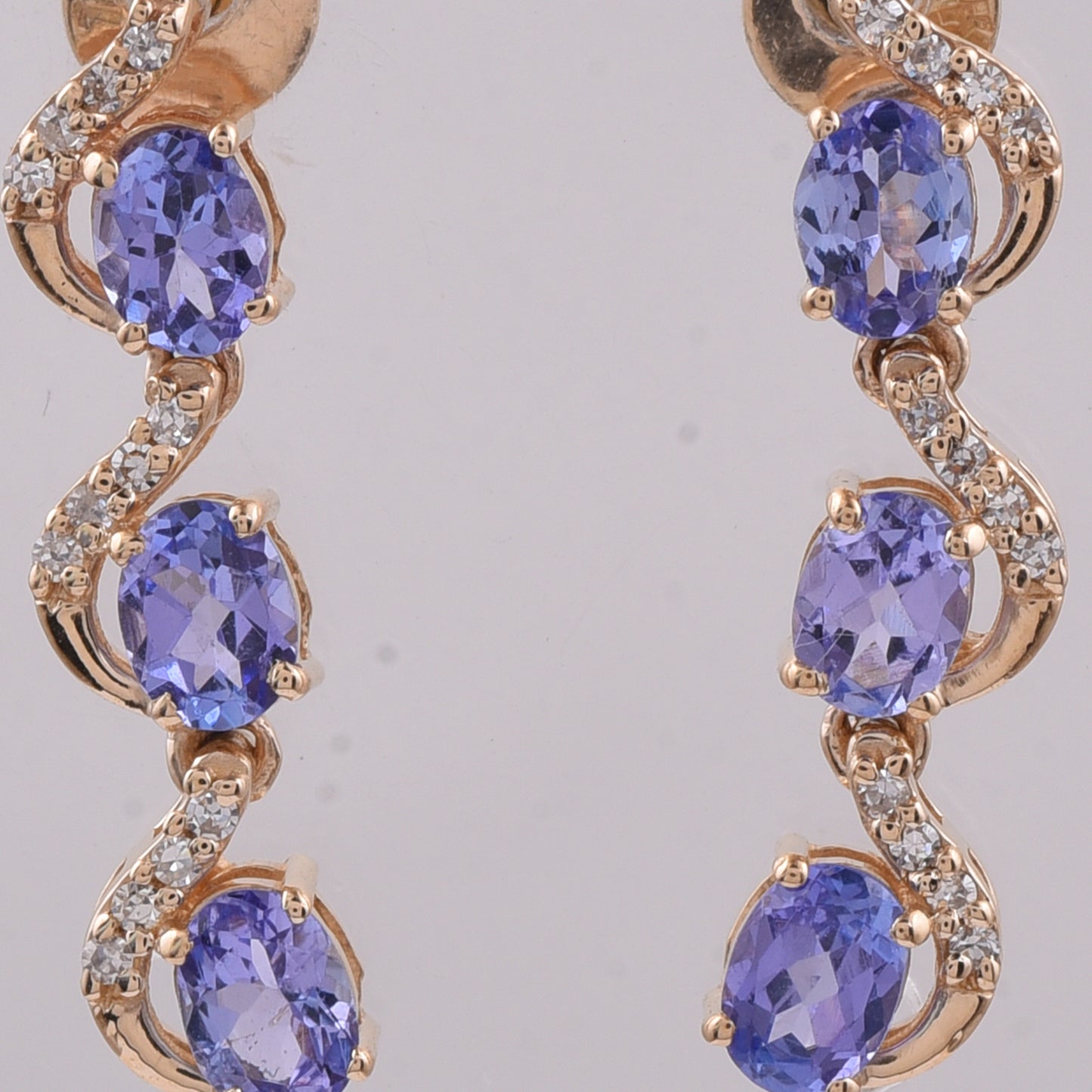 1.03 Ct Oval Natural Tanzanite 14K Gold Earrings