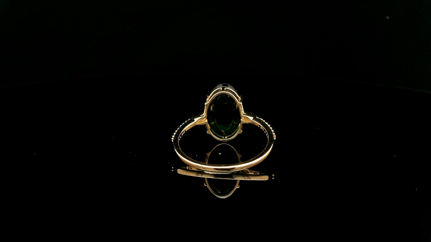 2.18 Ct Oval Lab Grown Emerald 14K Gold Ring