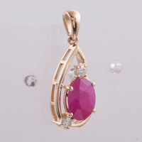 2.68 Ct Oval Natural Ruby 14K Gold Pendant