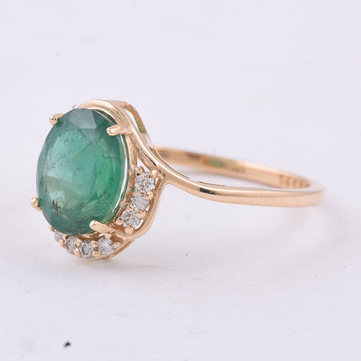 2.16 Ct Oval Natural Emerald 14K Gold Ring
