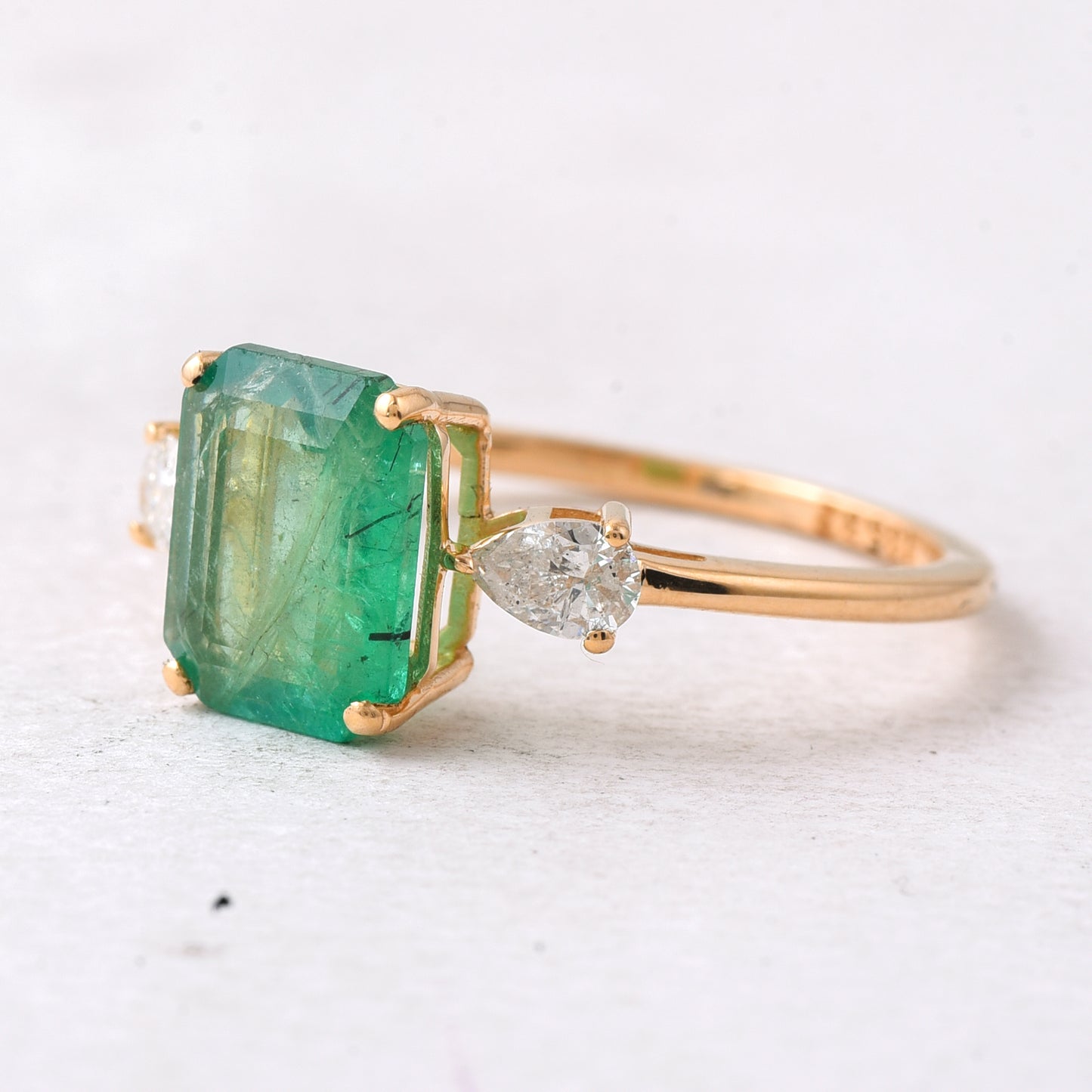 2.21 Ct Octagon Step Cut Natural Emerald 14K Gold Ring