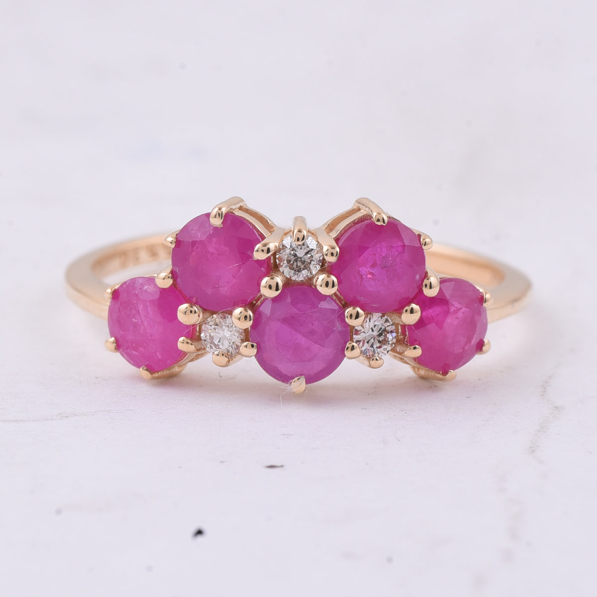 1.77 Ct Round Natural Ruby 14K Gold Ring