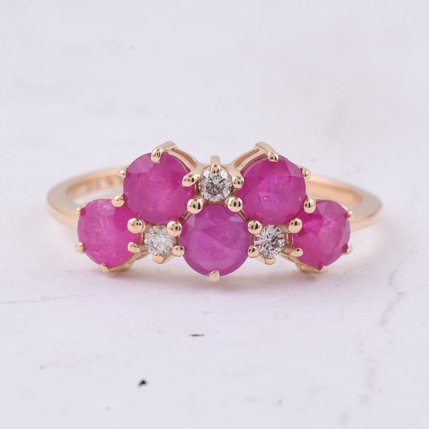 1.77 Ct Round Natural Ruby 14K Gold Ring