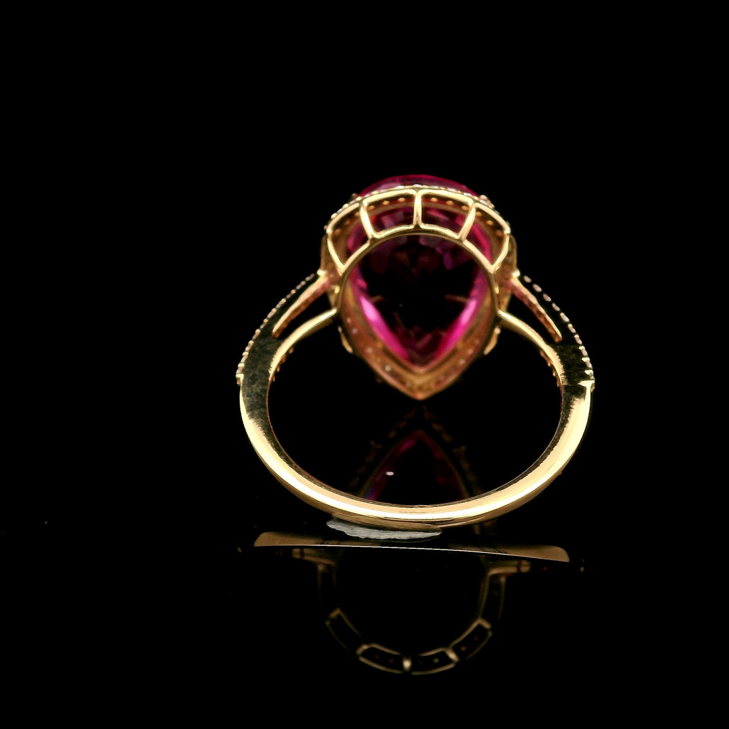 10.14 Ct Pear Mixed Cut Lab Grown Pink Sapphire 14K Gold Ring