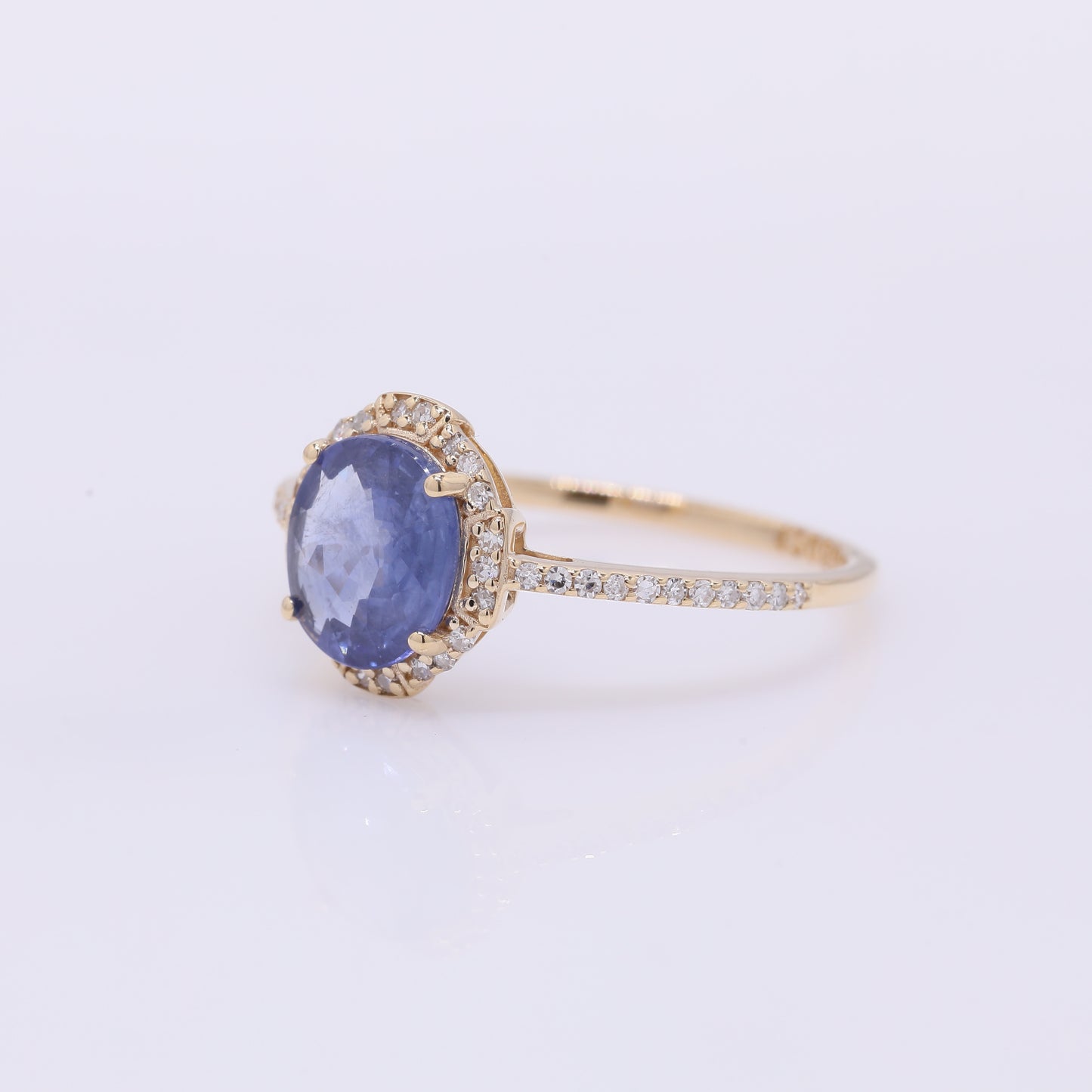 1.62 Ct Oval Mixed Cut Natural Sapphire 14K Gold Ring