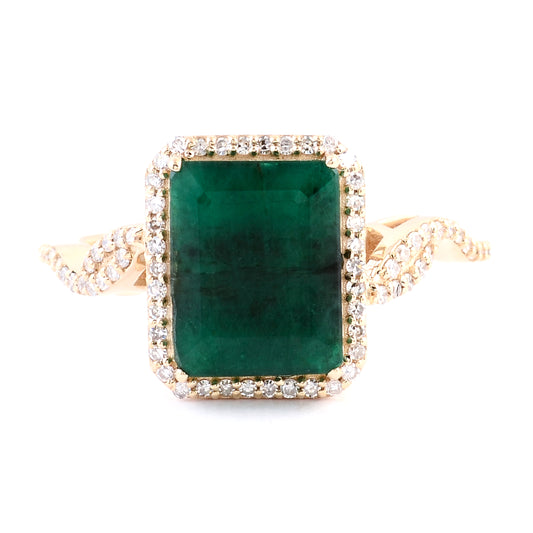 3.33 Ct Emerald Cut Natural Beryl Emerald 14K Gold Ring