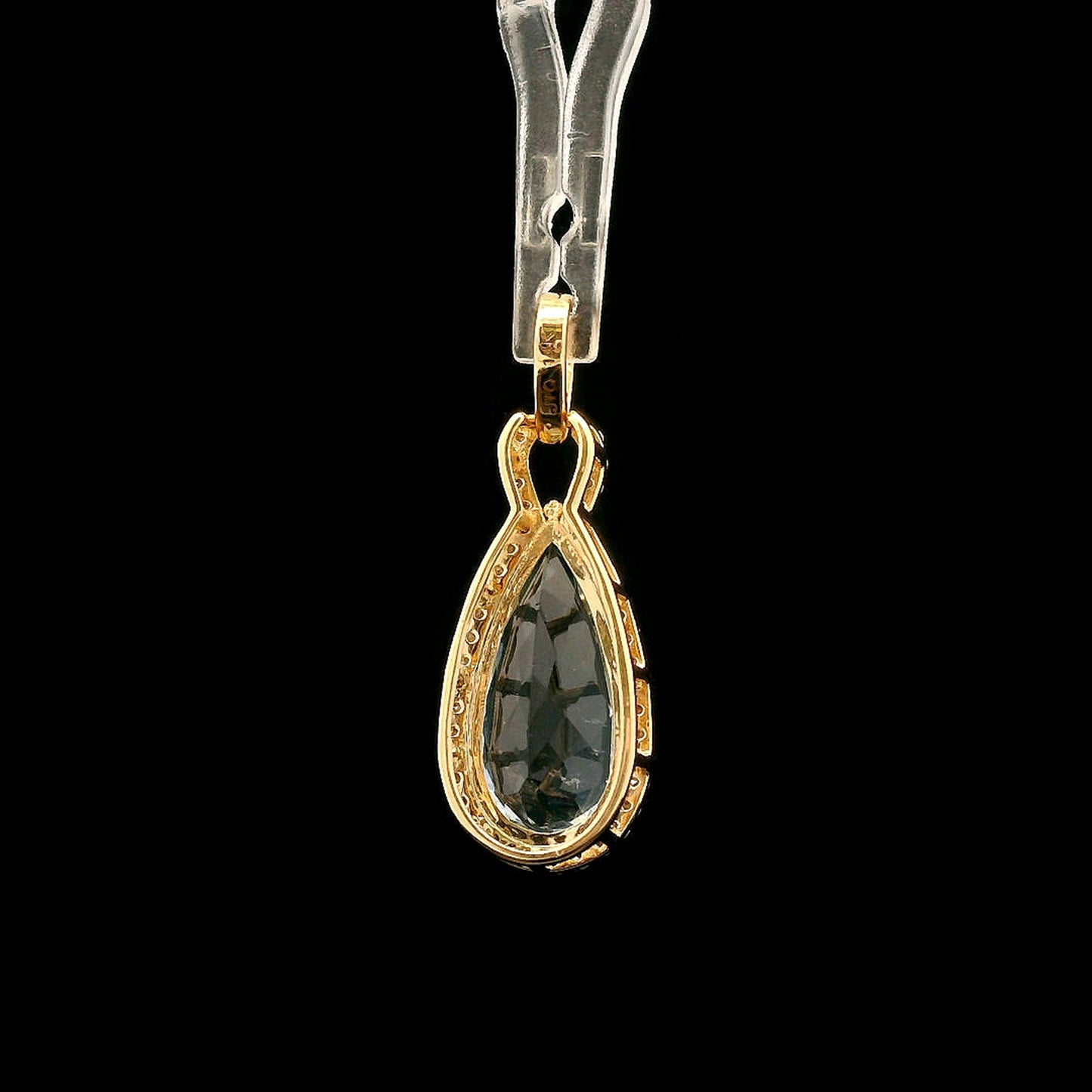 2.71 Ct Pear Mixed Cut Natural Aquamarine 14K Gold Pendant