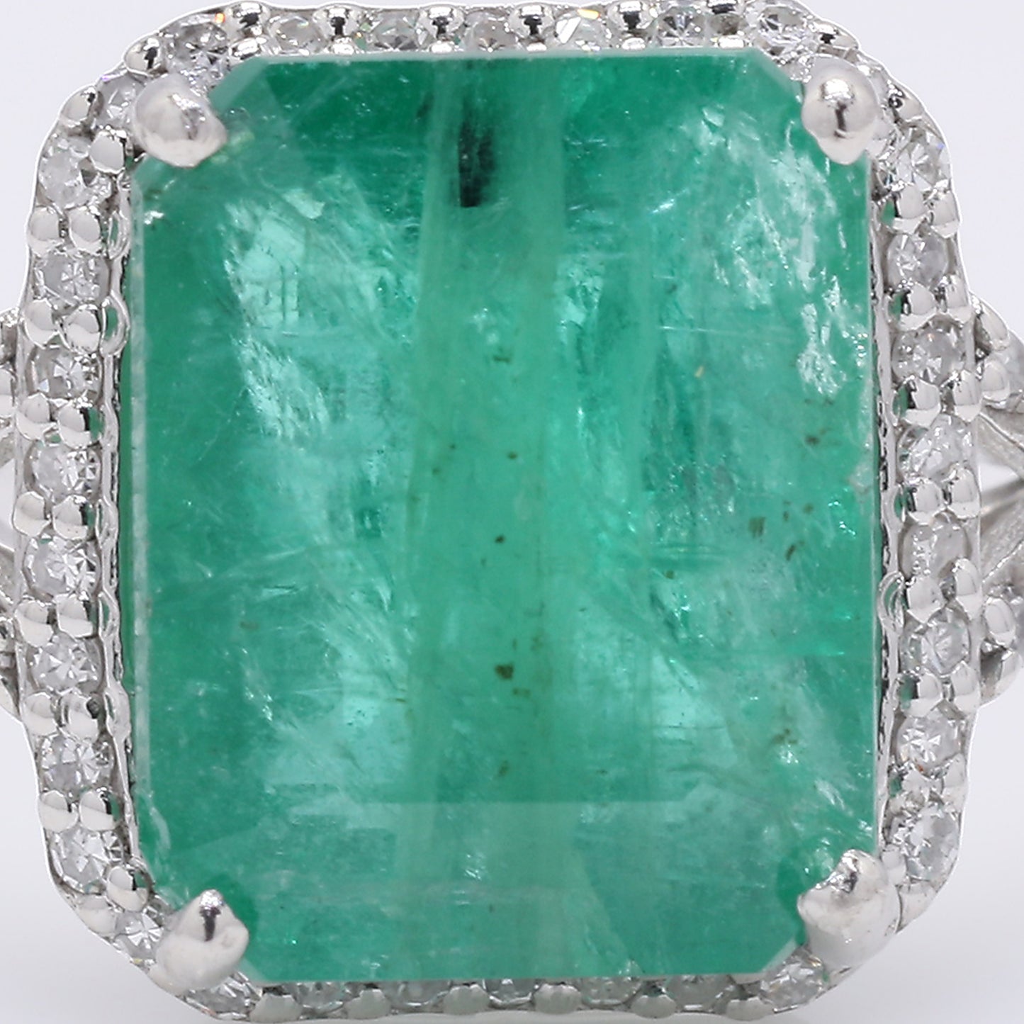 3.69 Ct Octagon Step Cut Natural Emerald 950 Platinum Ring