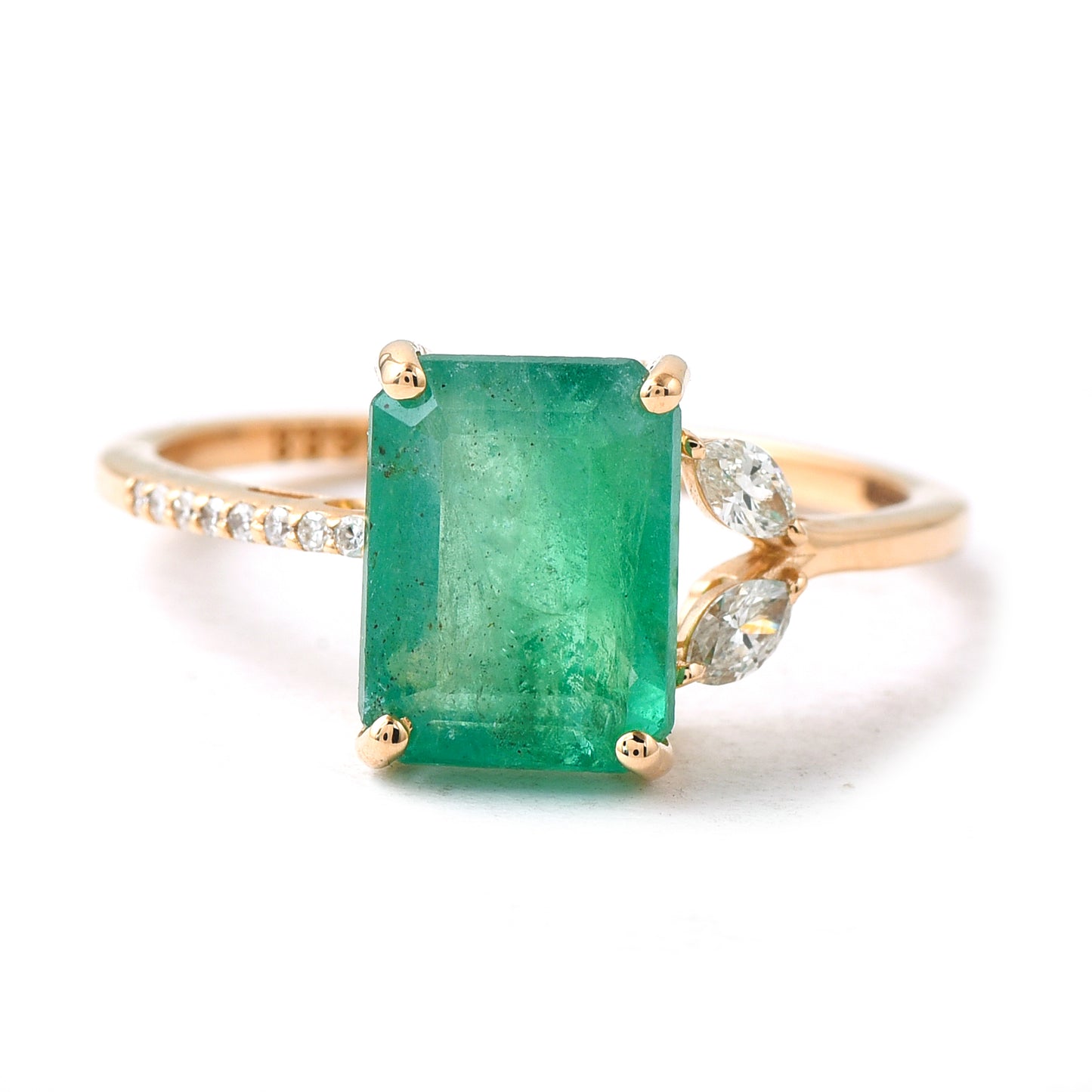 1.67 Ct Octagon Step Cut Natural Emerald 14K Gold Ring