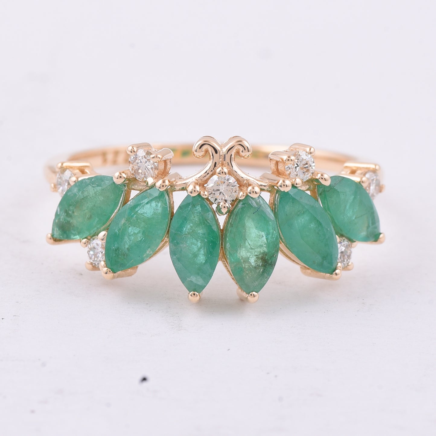 1.73 Ct Marquise Natural Emerald 14K Gold Ring
