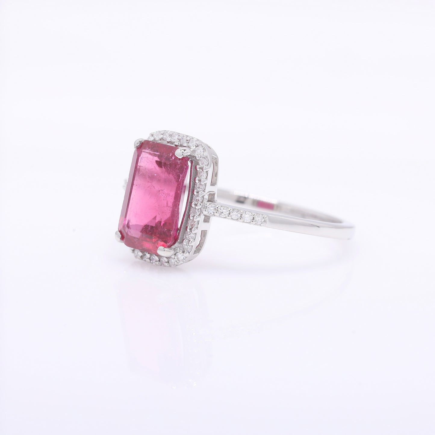 2.08 Ct Octagon Step Cut Natural Pink Tourmaline 950 Platinum Ring