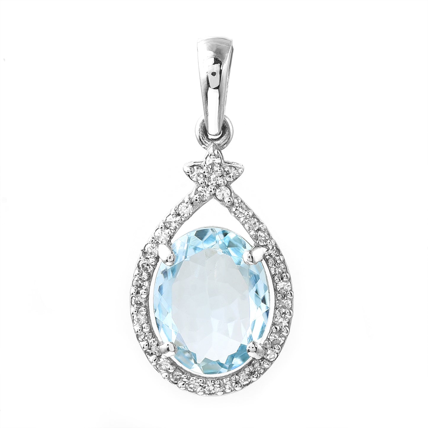 1.40 Ct Oval Mixed Cut Natural Aquamarine 950 Platinum Pendant