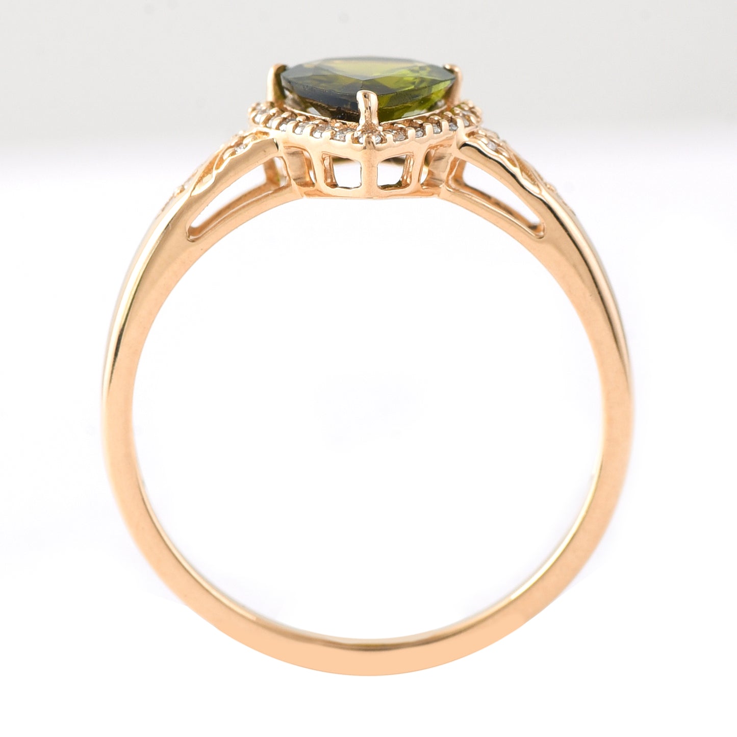 1.25 Ct Pear Mixed Cut Natural Green Tourmaline 14K Gold Ring