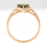 1.25 Ct Pear Mixed Cut Natural Green Tourmaline 14K Gold Ring