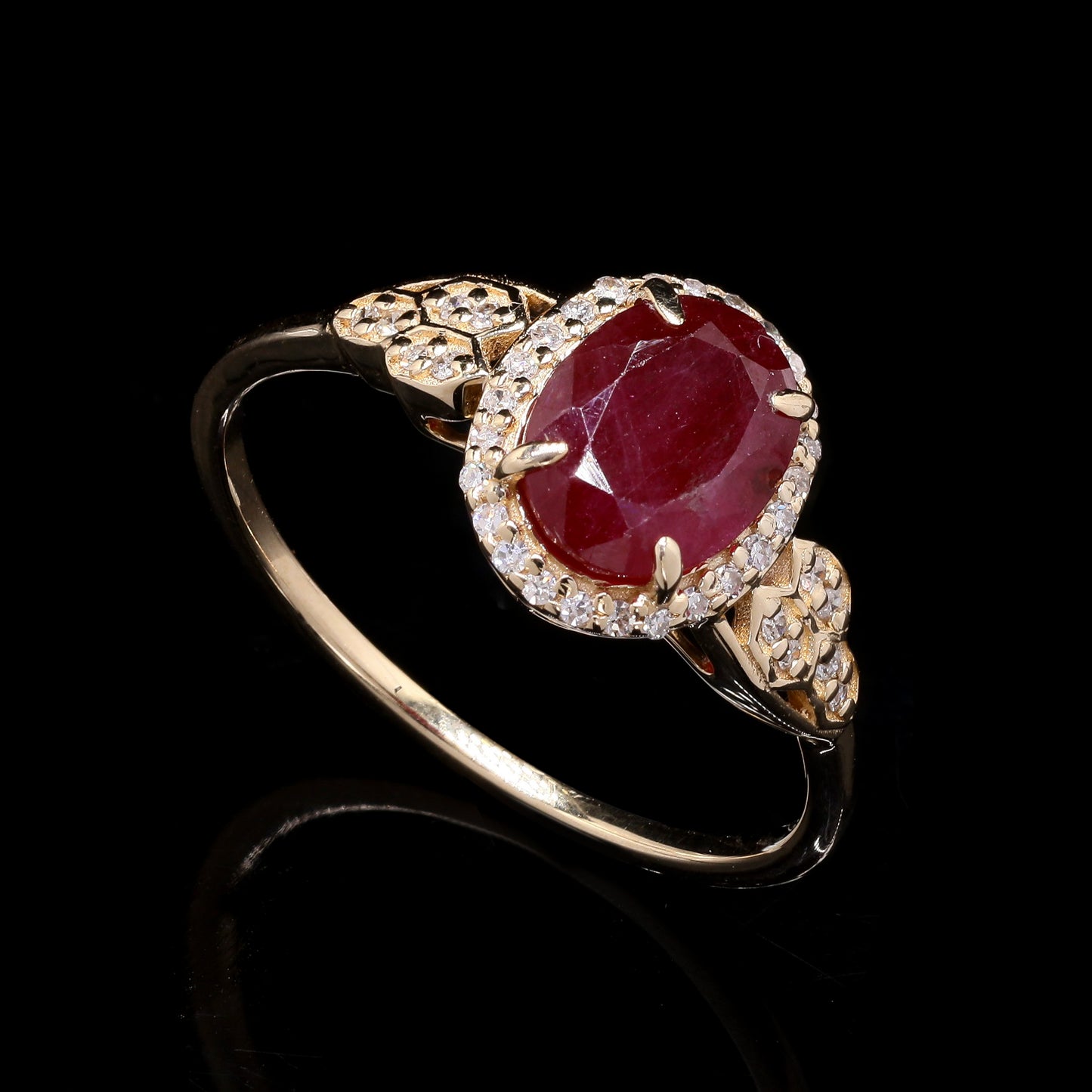 1.81 Ct Oval Mixed Cut Natural Ruby 14K Gold Ring