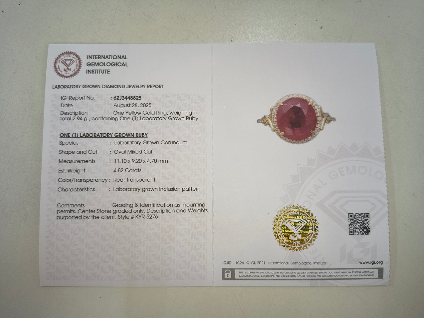 4.99 Ct Oval Mixed Cut Lab Grown Ruby 14K Gold Ring