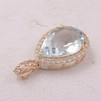 5.49 Ct Pear Aquamarine 9K Gold Pendant