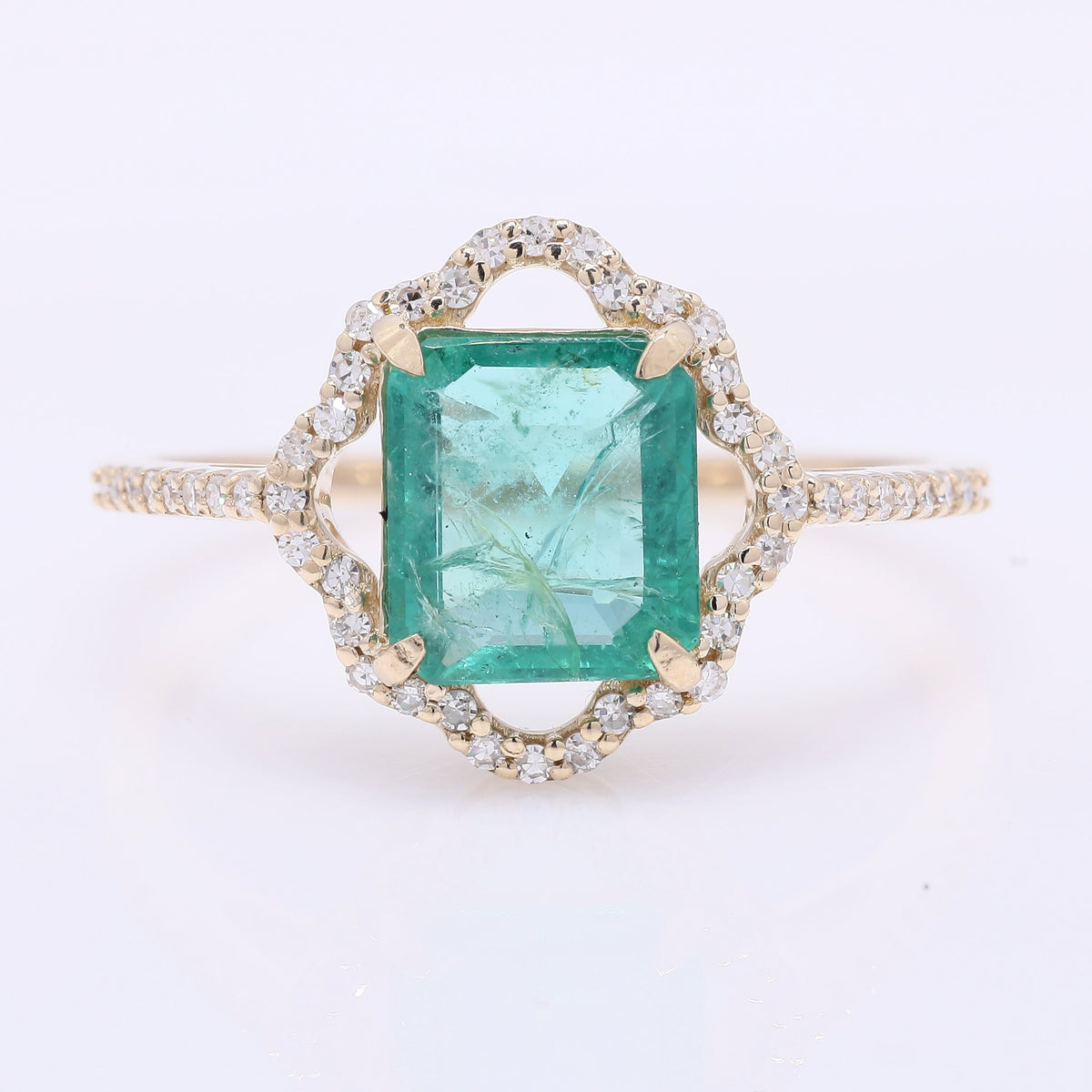 1.47 Ct Octagon Step Cut Natural Emerald 14K Gold Ring