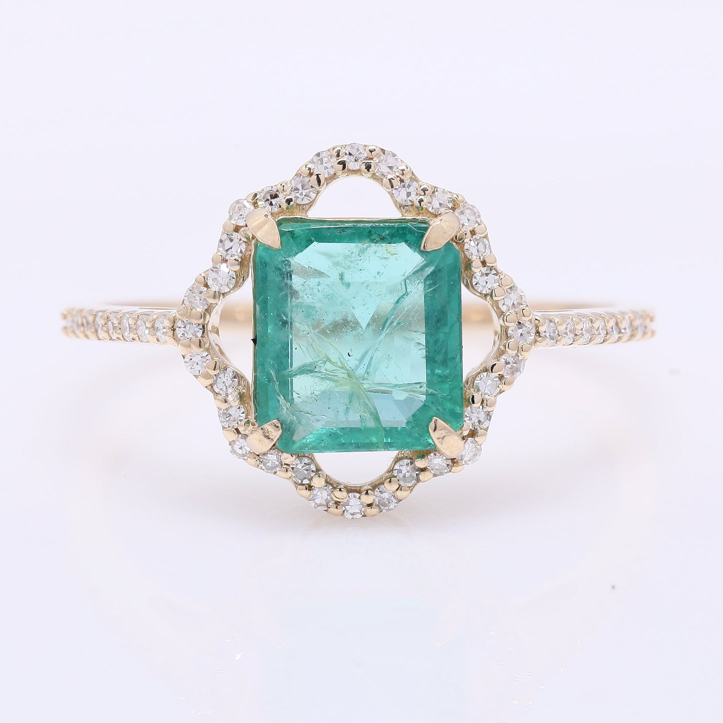 1.47 Ct Octagon Step Cut Natural Emerald 14K Gold Ring