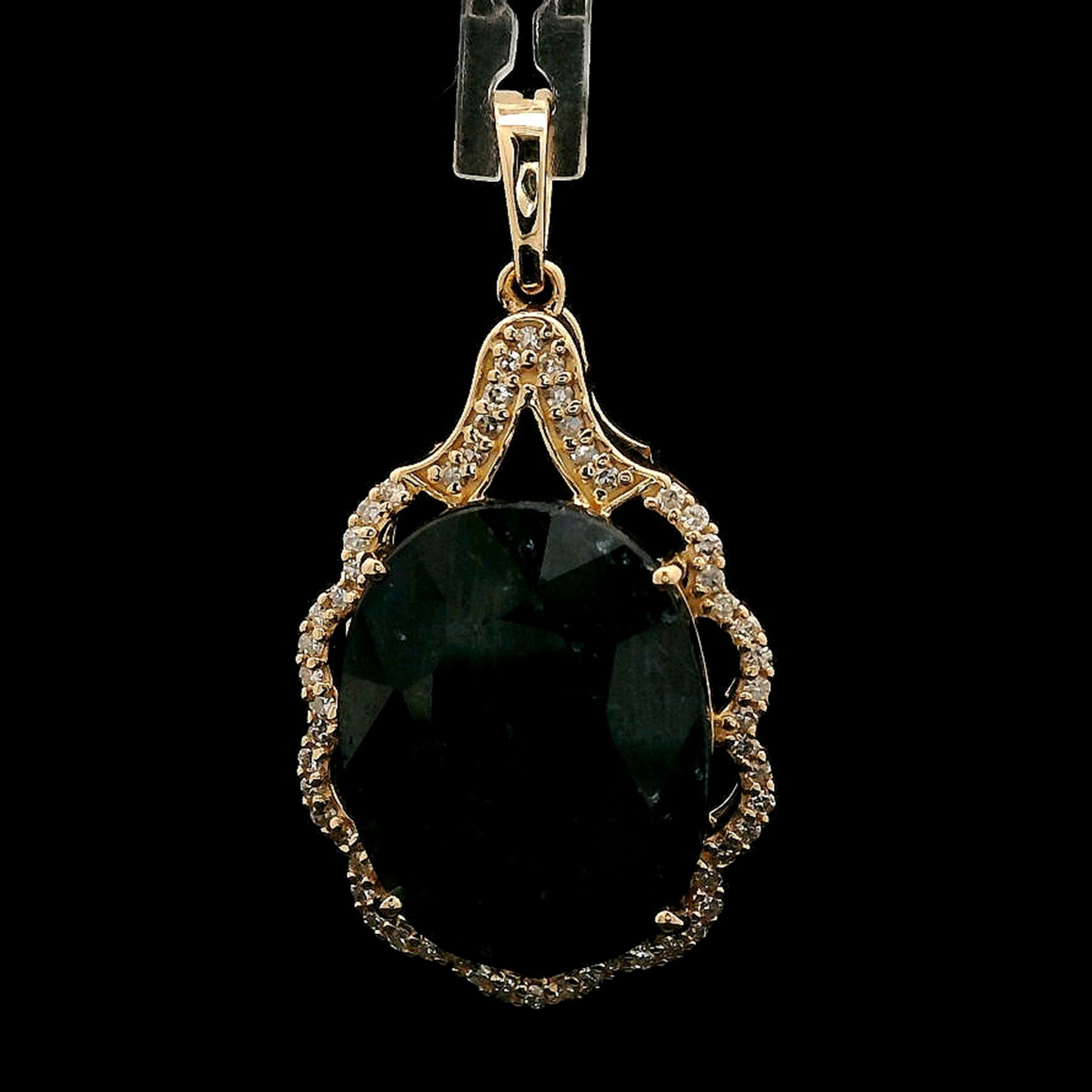 10.25 Ct Oval Mixed Cut Natural Sapphire 14K Gold Pendant