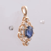 1.38 Ct Oval Natural Sapphire 14K Gold Pendant