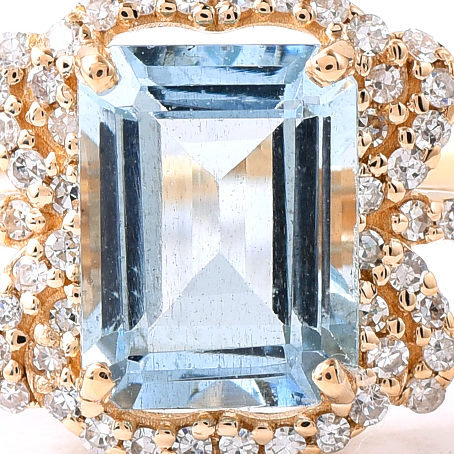 1.64 Ct Octagon Step Cut Natural Aquamarine 14K Gold Ring