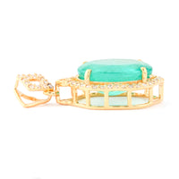 3.20 Ct Oval Natural Emerald 14K Gold Pendant