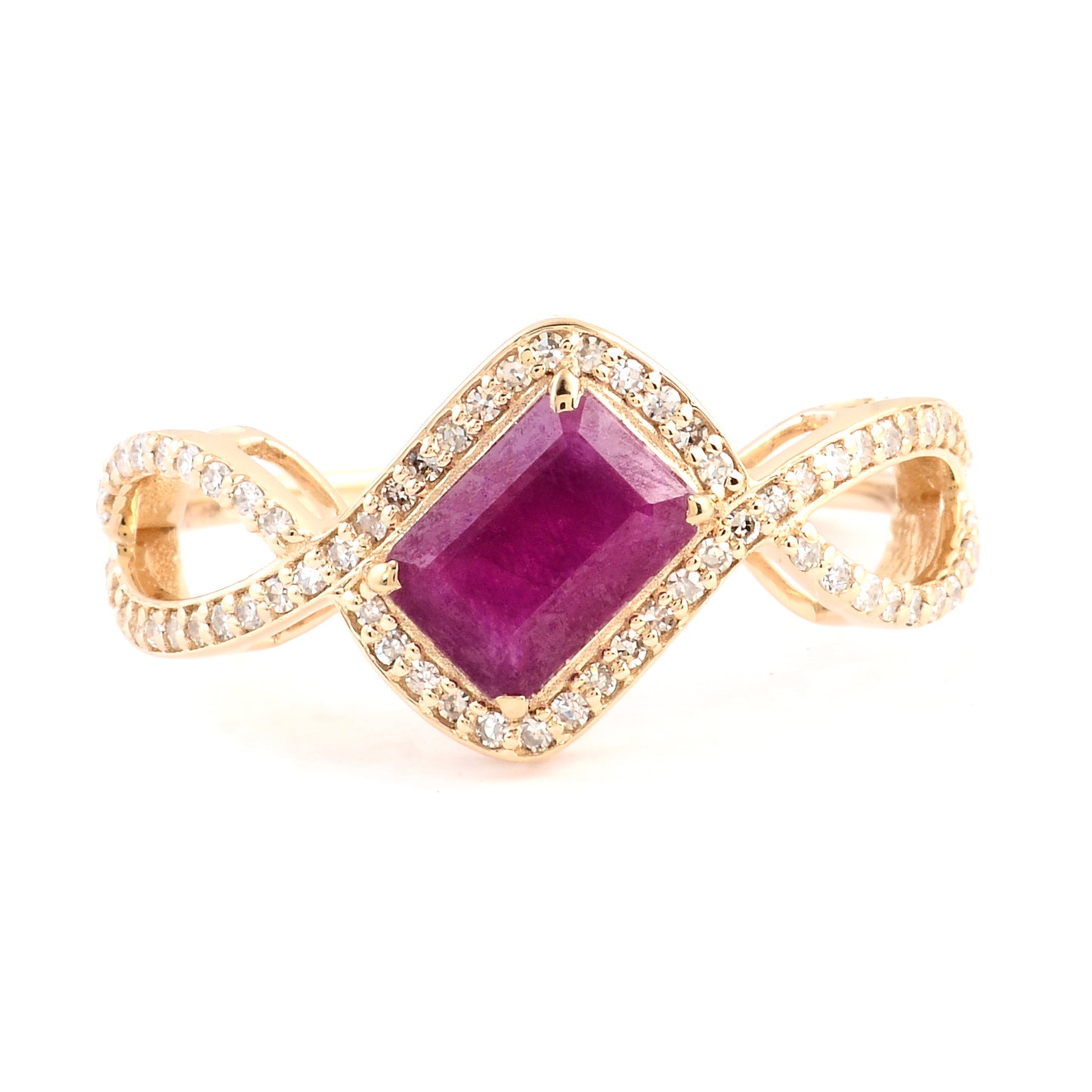 1.23 Ct Emerald Cut Natural Corundum Ruby 14K Gold Ring