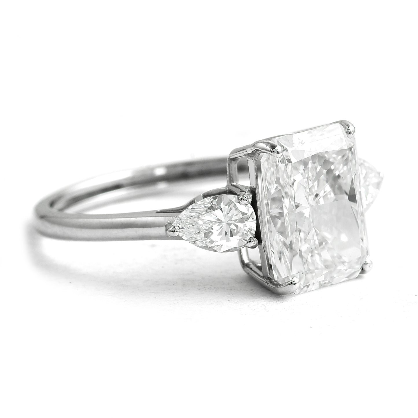 3.36 Ct Cut Cornered Rectangular Modified Brilliant Lab Grown Diamond 950 Platinum Ring