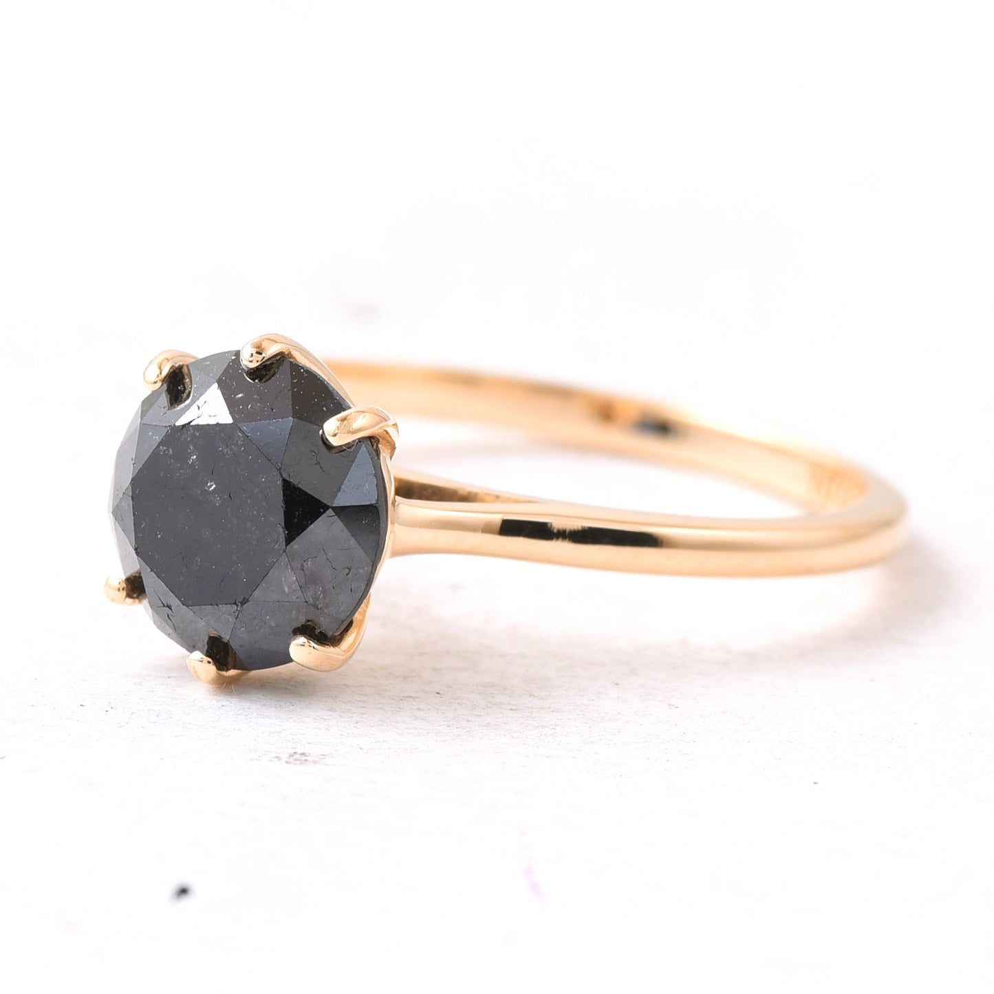 2.63 Ct Round Black Diamond 14K Gold Ring