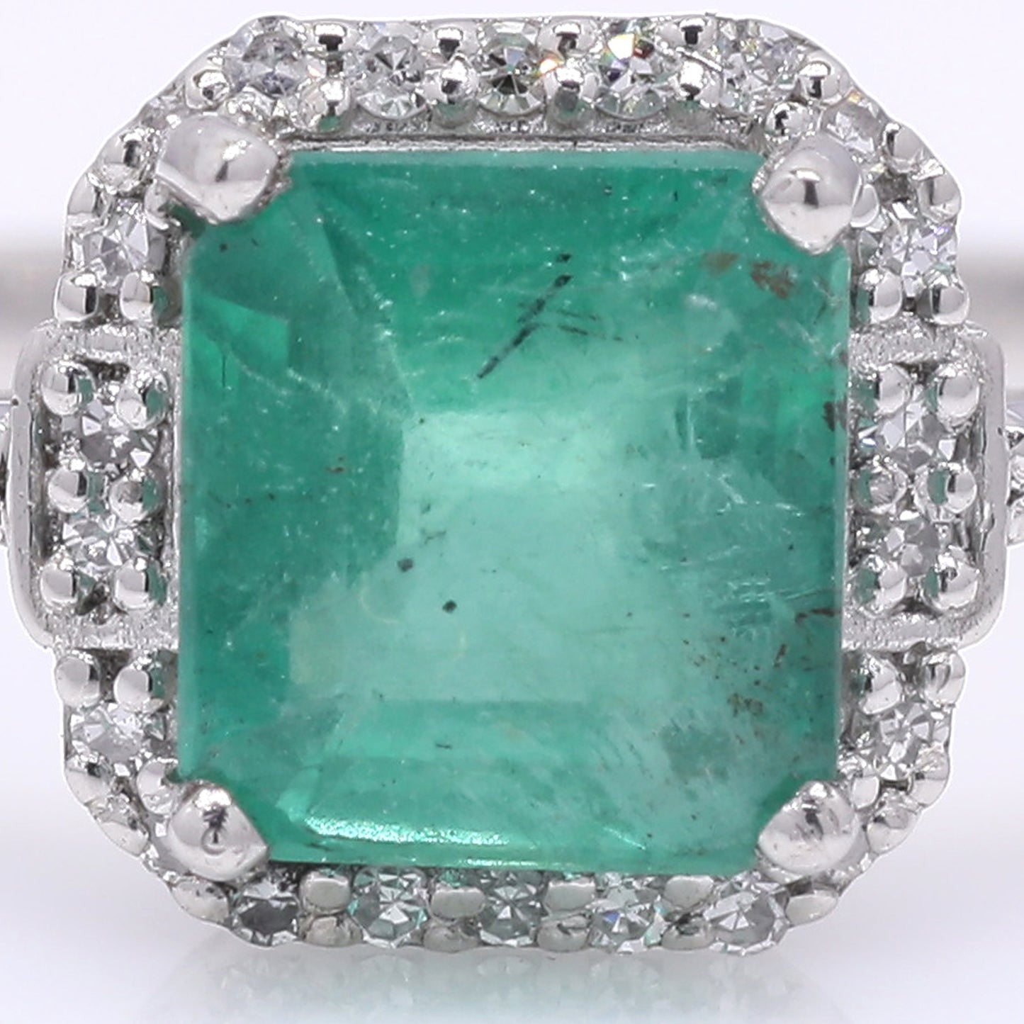 1.41 Ct Octagon Step Cut Natural Emerald 950 Platinum Ring