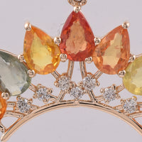 3.56 Ct Pear Natural Multi-Coloured Sapphire 14K Gold Pendant