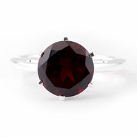 4.26 Ct Round Garnet 925 Sterling Silver Ring