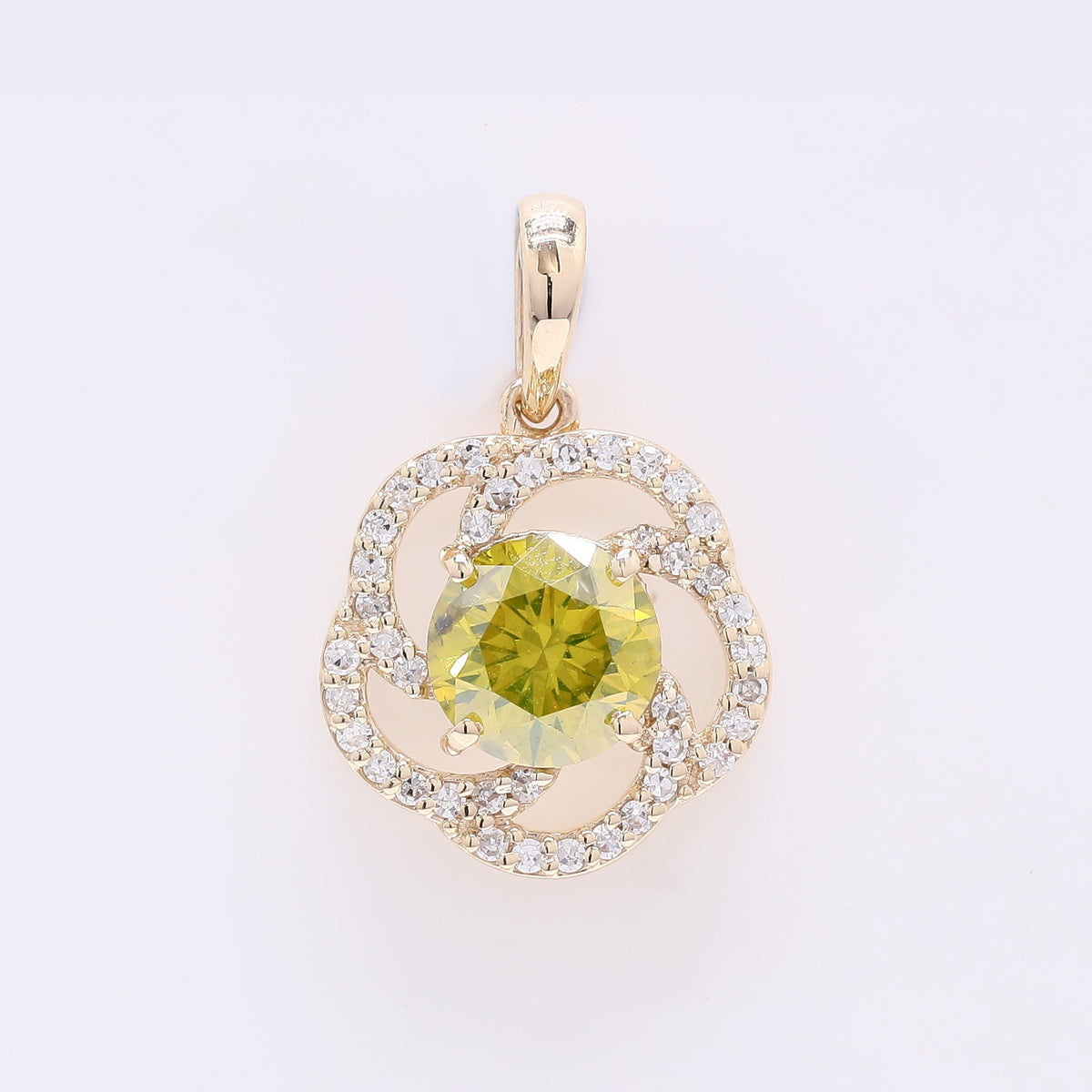 0.99 Ct Round Yellow Diamond 14K Gold Pendant