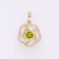 0.99 Ct Round Yellow Diamond 14K Gold Pendant