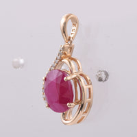 3.18 Ct Oval Natural Ruby 14K Gold Pendant