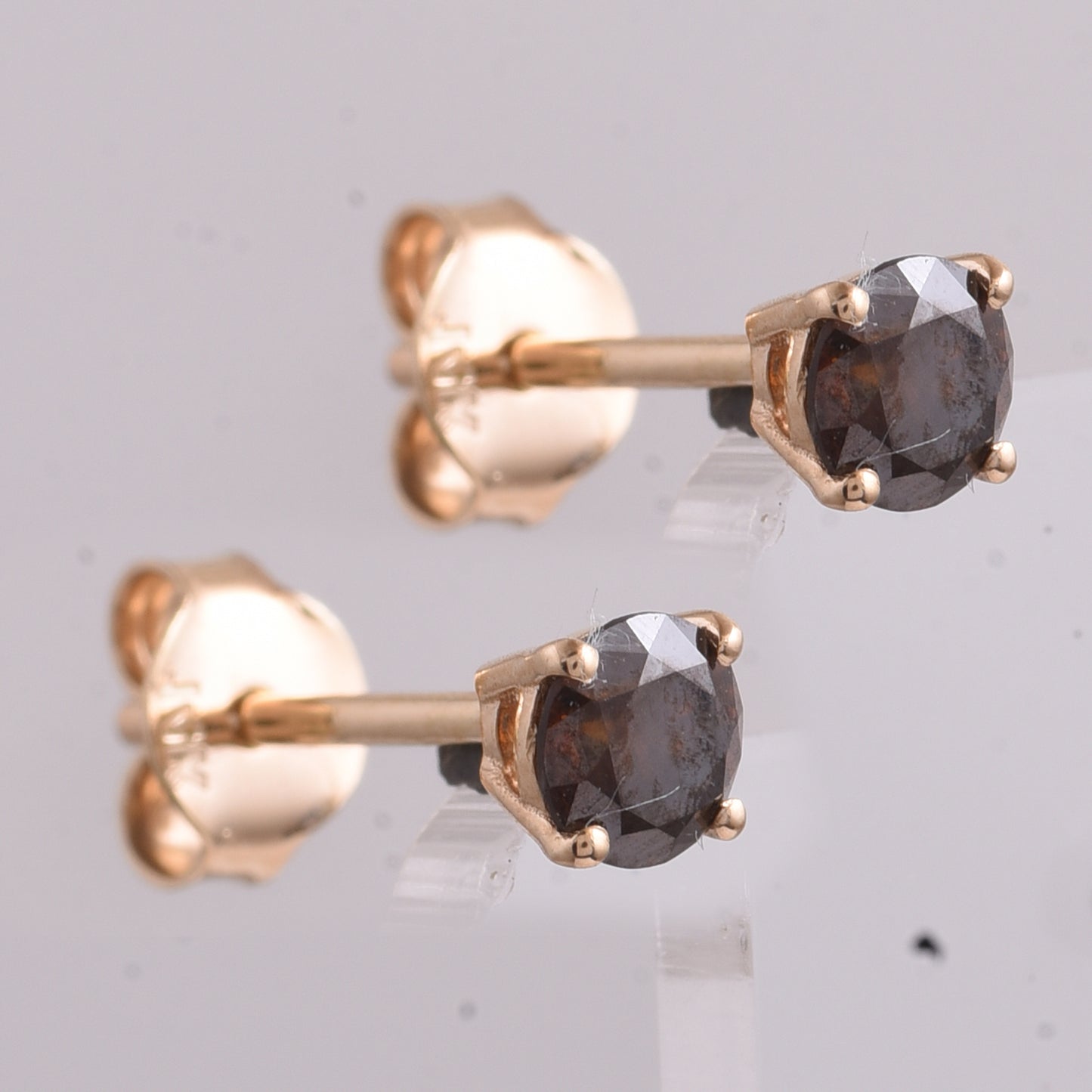 0.54 Ct Round Brown Diamond 14K Gold Earrings