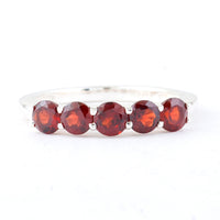 1.70 Ct Round Garnet, 925 Sterling Silver Ring