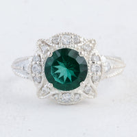 2.95 Ct Round Green Topaz 925 Sterling Silver Ring