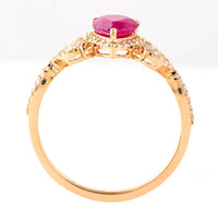 1.42 Ct Pear Mixed Cut Natural Ruby 14K Gold Ring