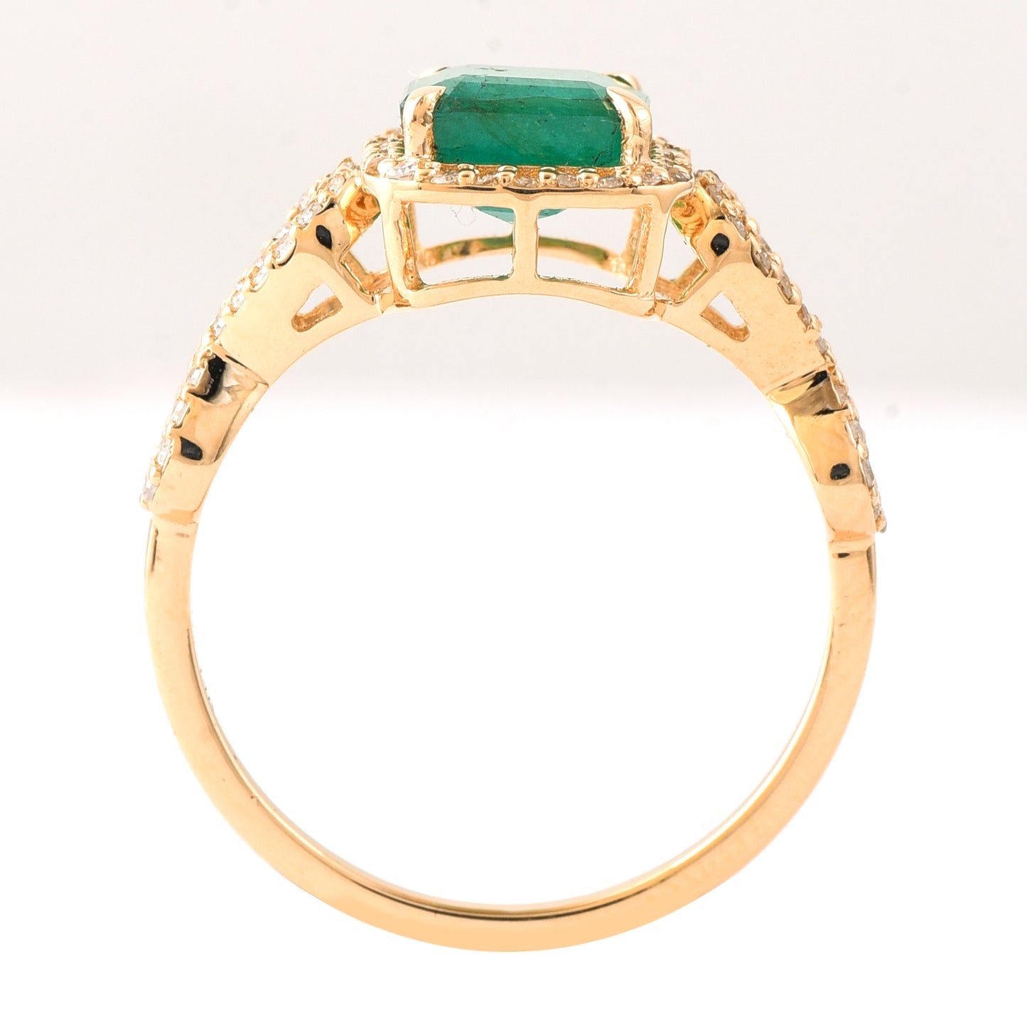 1.59 Ct Octagon Step Cut Natural Emerald 14K Gold Ring