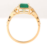 1.59 Ct Octagon Step Cut Natural Emerald 14K Gold Ring