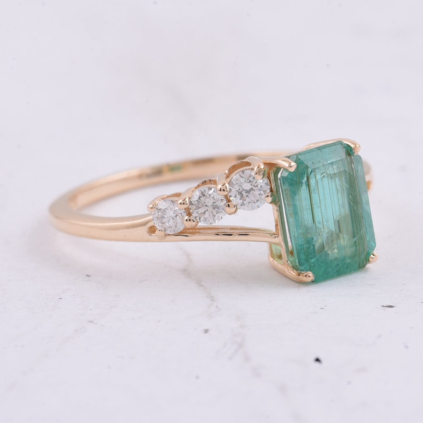 1.74 Ct Octagon Step Cut Natural Emerald 14K Gold Ring