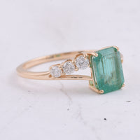 1.74 Ct Octagon Step Cut Natural Emerald 14K Gold Ring