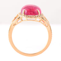 4.94 Ct Oval Cabochon Cut Natural Tourmaline 14K Gold Ring