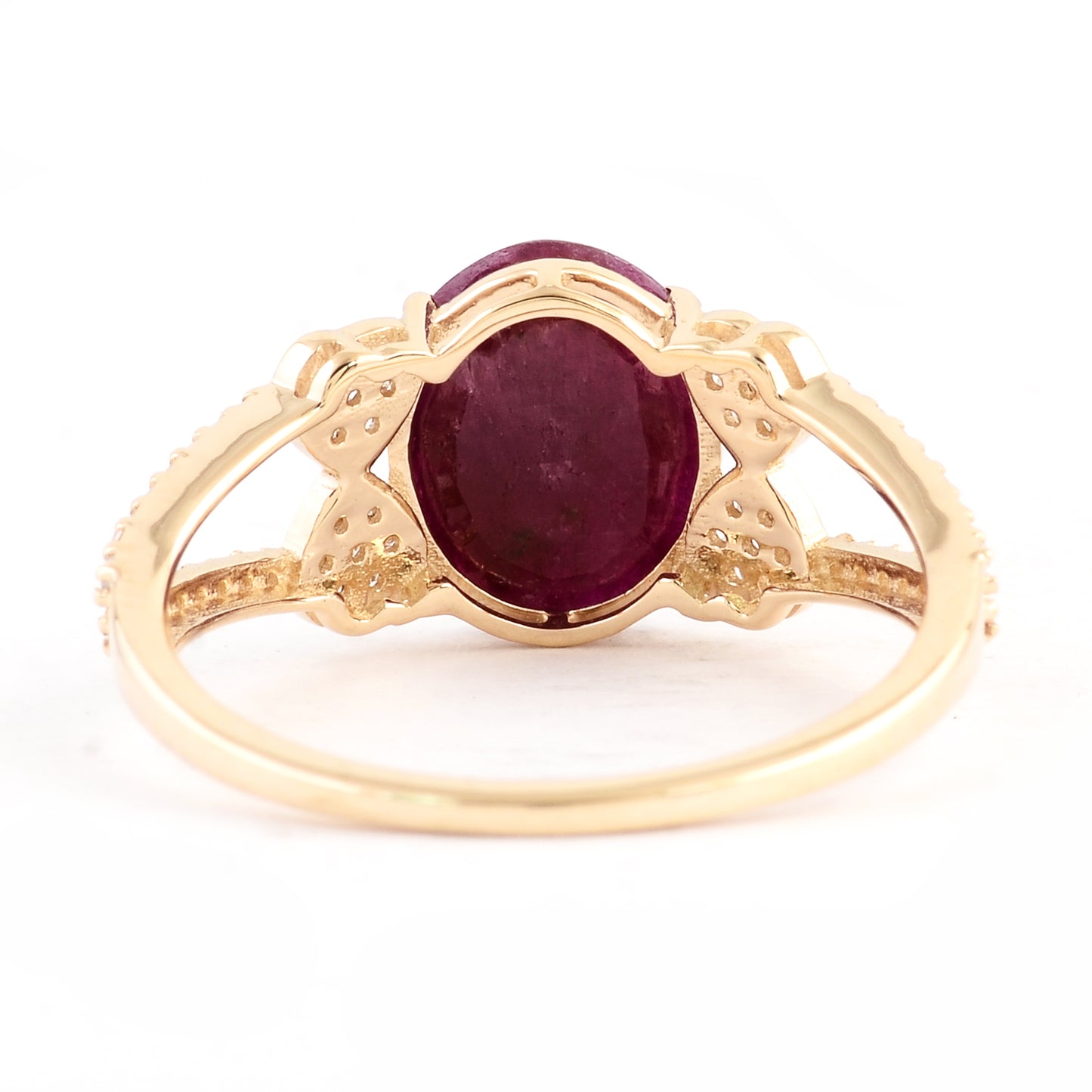 1.94 Ct Oval Mixed Cut Natural Corundum Ruby 14K Gold Ring